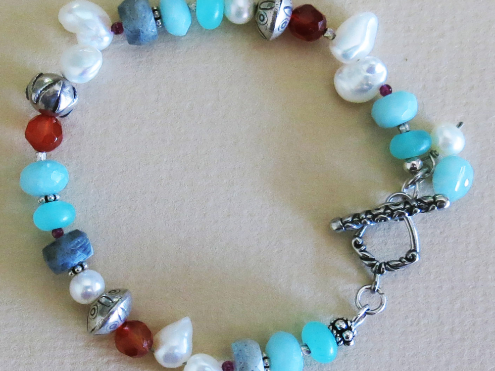 Handmade Pearl and Multi-Gem Bracelet | Handmade Jewelry