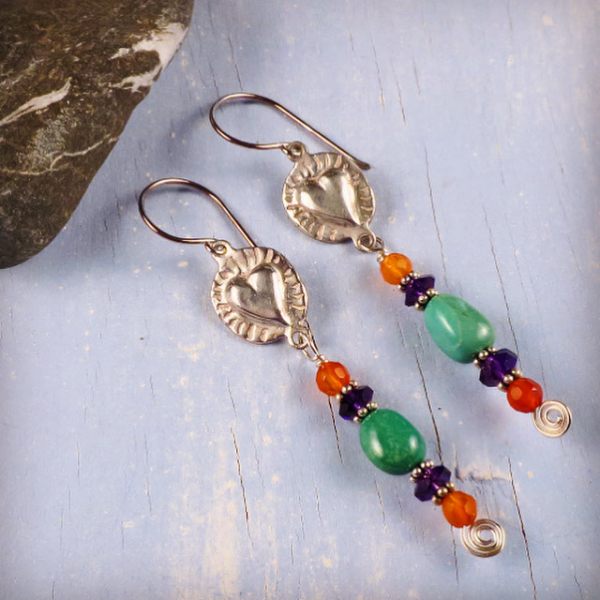 Turquoise heart earrings