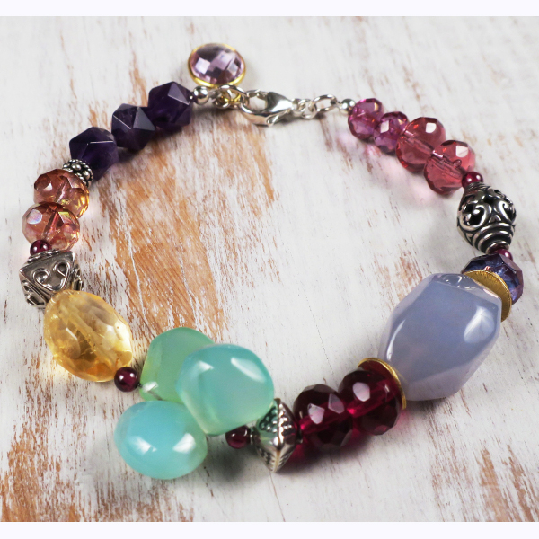 chalcedony and multi gemstone bracelet