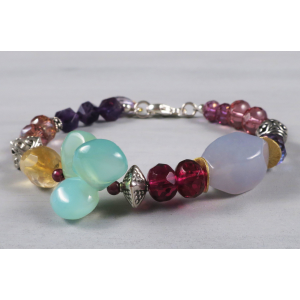 chalcedony and multi gemstone bracelet