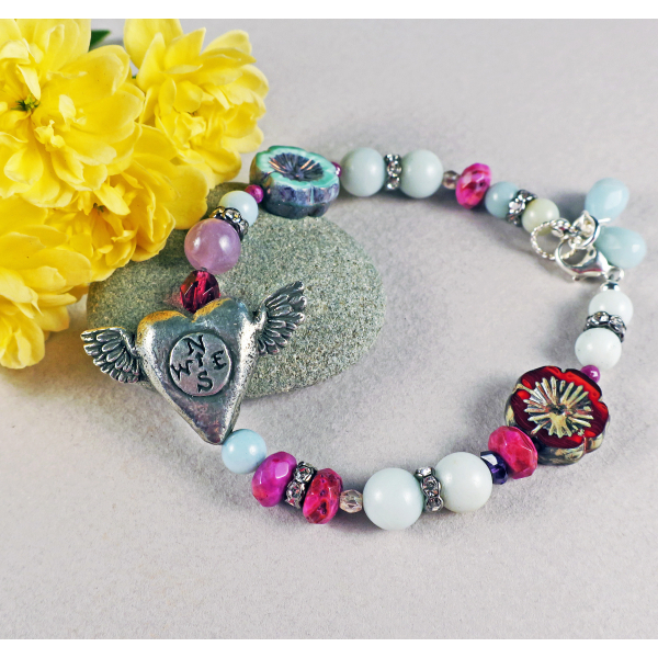 Boho amazonite heart bracelet