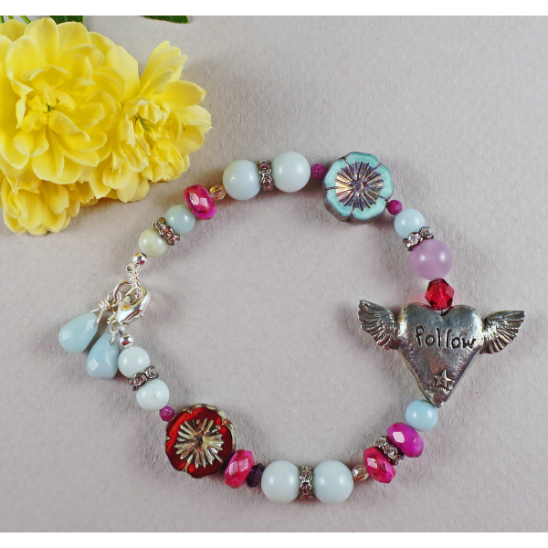 Boho amazonite heart bracelet