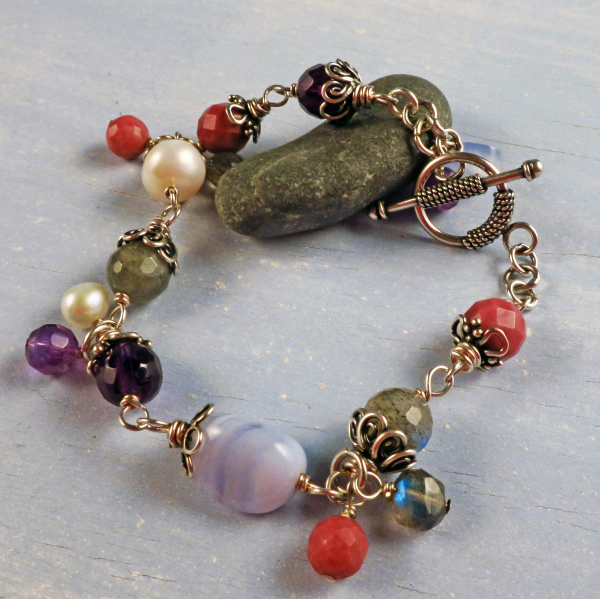handmade amethyst and labradorite multigem bracelet