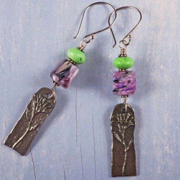 dangly Charoite earrings