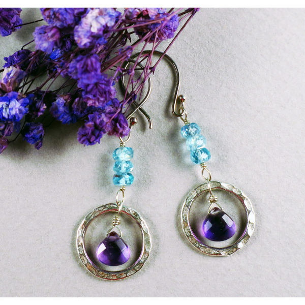 handmade amethyst and apatite earrings