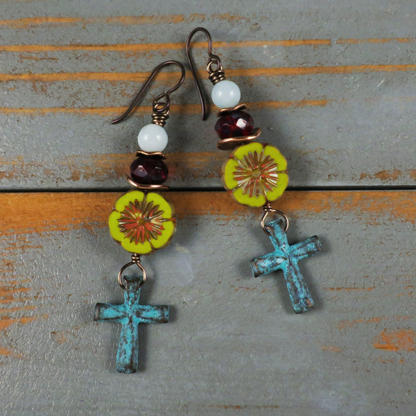 Niobium hypoallergenic cross earrings