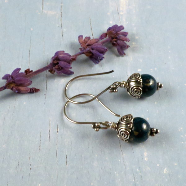 Handmade Lapis and Bali Silver Earrings