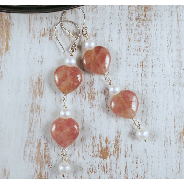 Handmade muscovite heart earrings
