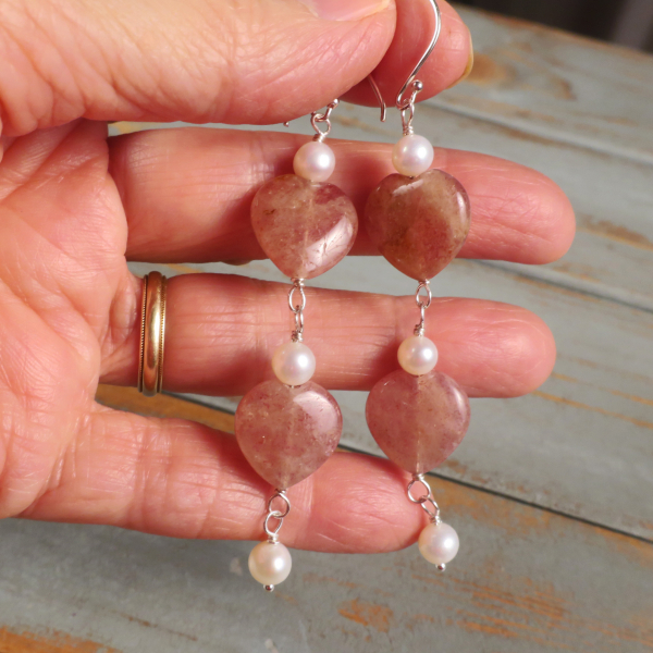 Handmade muscovite heart earrings