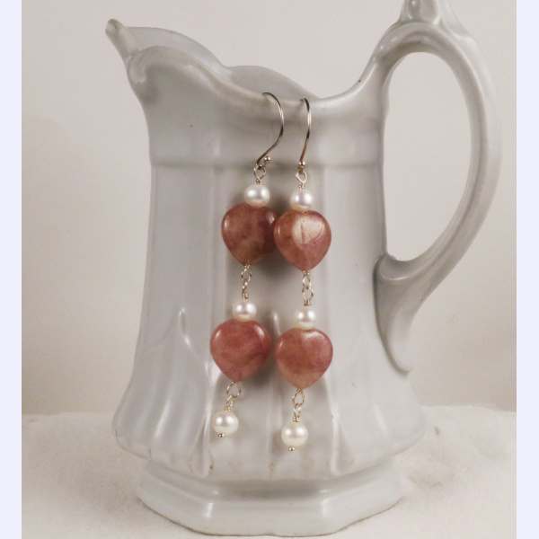 Handmade muscovite heart earrings