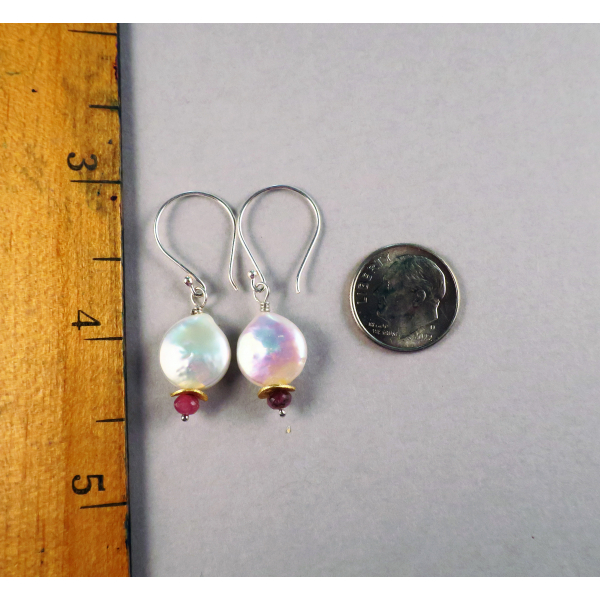 white coin pearl earrings