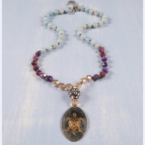 Gemstone Sea turtle necklace