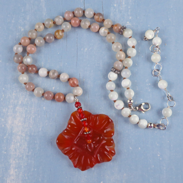 carnelian and moonstone necklace