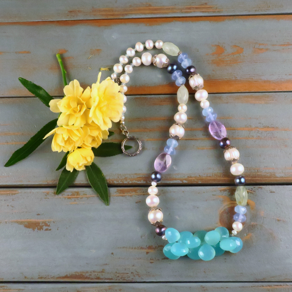chalcedony and pearl necklace