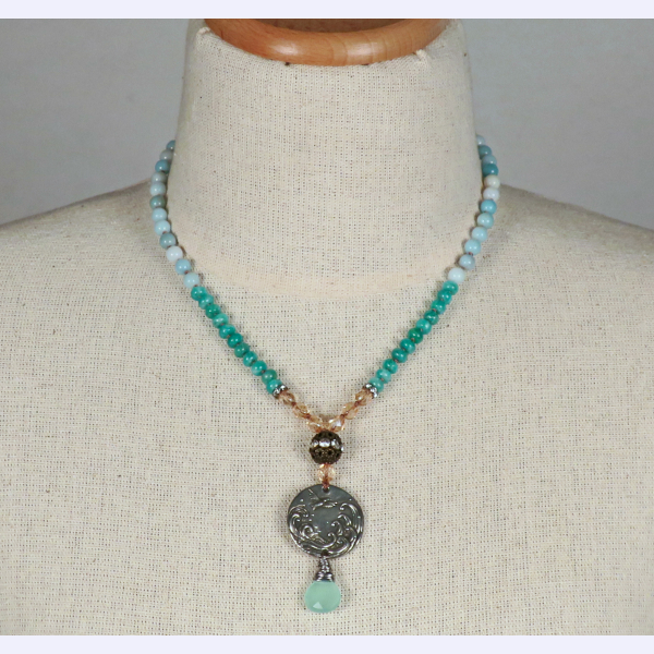 Knotted  amazonite necklace