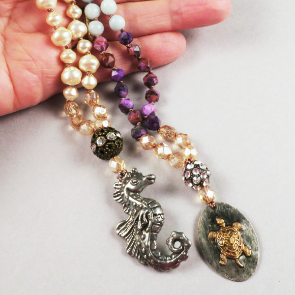 Boho seahorse necklace