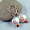 White coin pearl earrings
