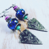 Lampwork butterfly earrings with pewter charms Lampwork butterfly earrings