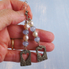 handmade pearl and chalcedony earrings