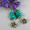 Handmade Green Fox Turquoise Earrings