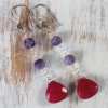 Handmade jade and amethyst earrings Red jade earrings