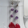 handmade jade and amethyst earrings Dangly jade earrings