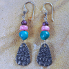 handmade turquoise and rhodochrosite earrings