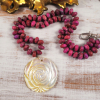 Mother of pearl and crazy lace agate necklace Knotted Mother of pearl necklace