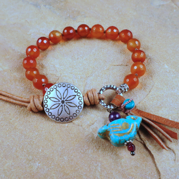 handmade boho carnelian bracelet