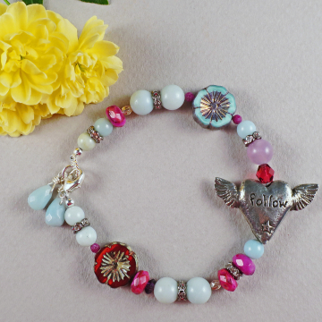 Boho amazonite heart bracelet