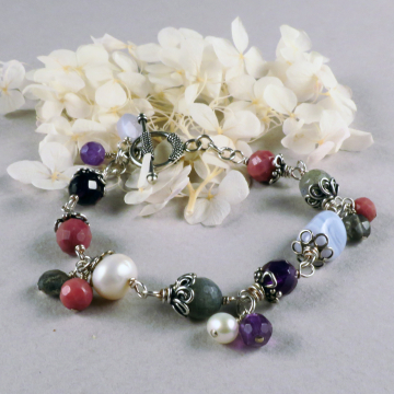 handmade amethyst and labradorite multigem bracelet