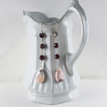 Botswana agate and garnet earrings