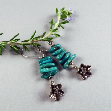 Handmade Green Fox Turquoise Earrings Handmade Green Fox Turquoise Earrings