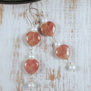 Handmade muscovite heart earrings
