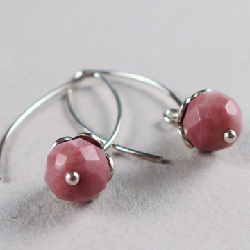Rhodonite and Thai Silver Earrings