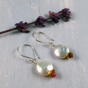 coin pearl and tourmaline earrings