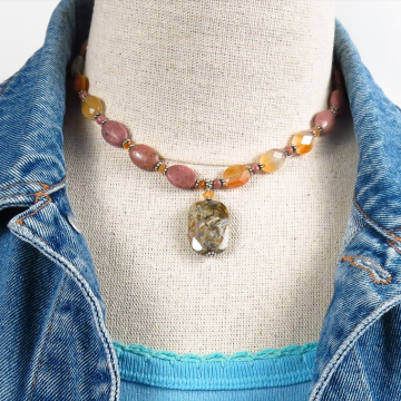 Rhodonite and Carnelian Necklace