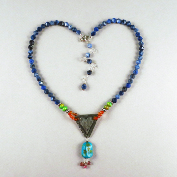 Handmade Sodalite Rustic Heart Necklace