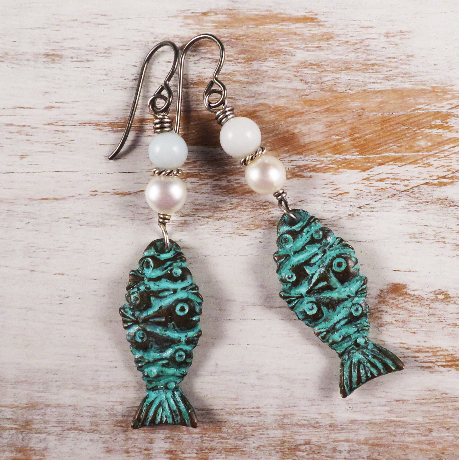 Beaded discount fish earrings