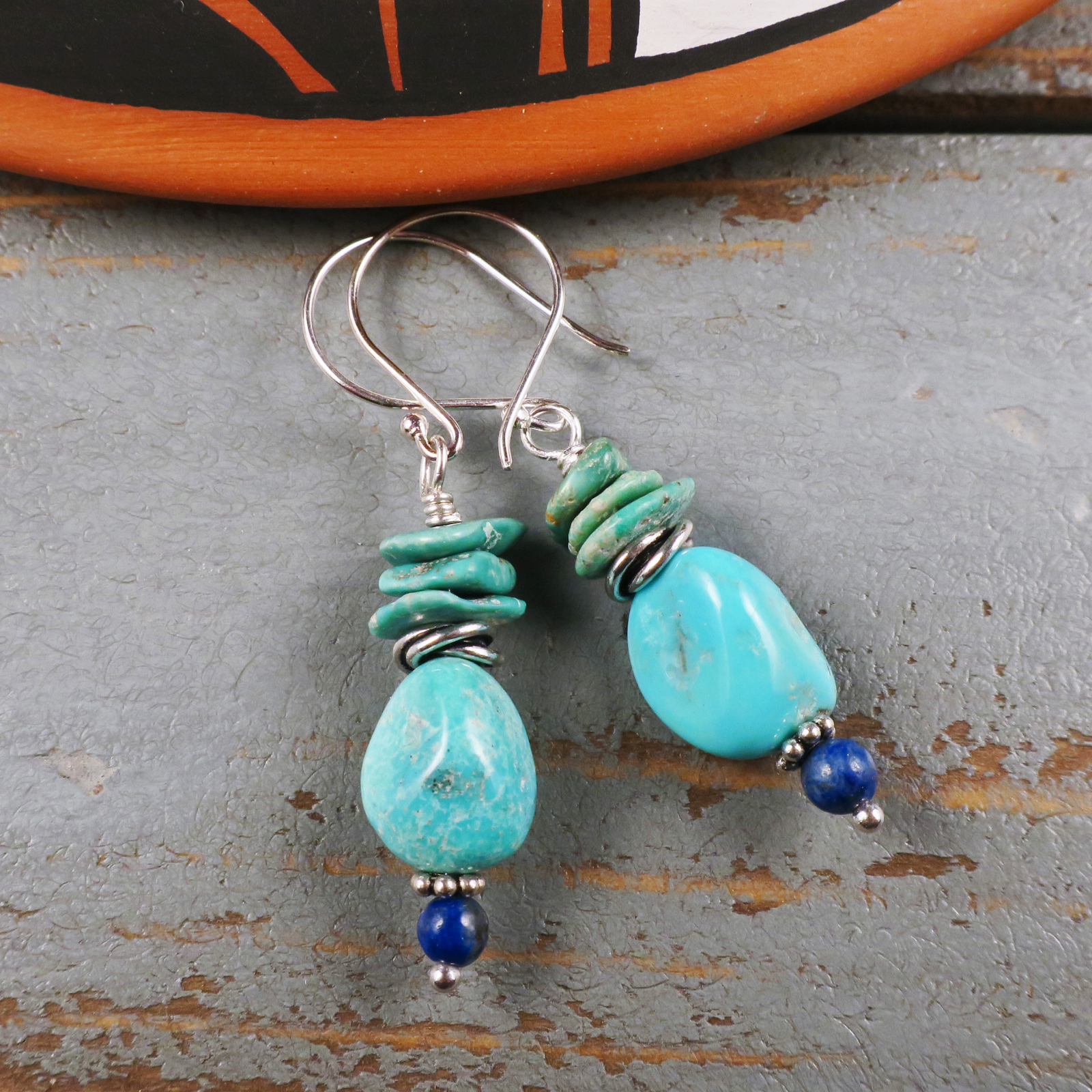Handmade Turquoise and Silver Earrings
