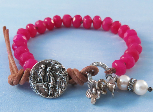 Boho Fuschia Jade Bracelet