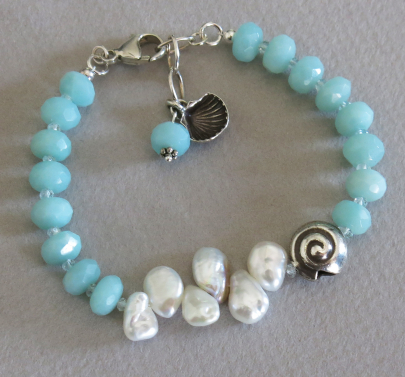 Amazonite and Keishi Pearl Bracelet