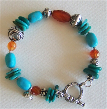 Kingman Turquoise and Carnelian Bracelet