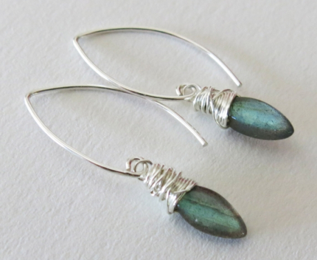Wire Wrapped Labradorite Earrings