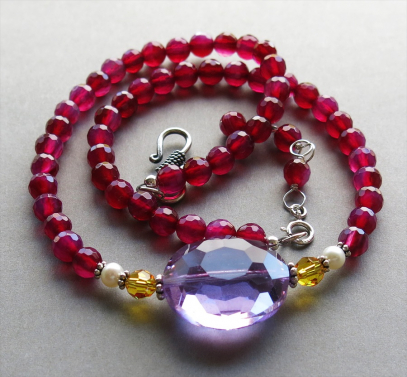 Magenta/Fuschia Agate Necklace