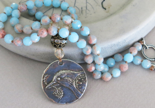 Boho Blue Knotted Necklace