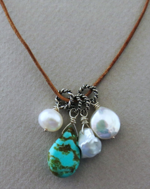 Royston Turquoise (RARE) and Pearl Necklace