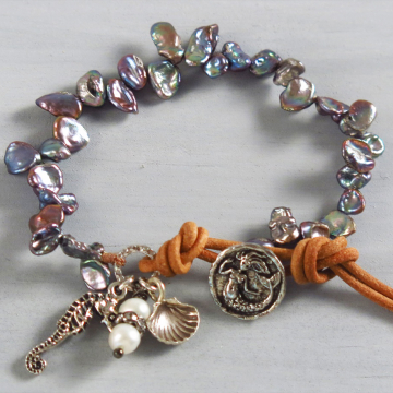Handmade Boho Keishi Petal Pearl Mermaid Bracelet Handmade Boho Keishi Petal Pearl Mermaid Bracelet