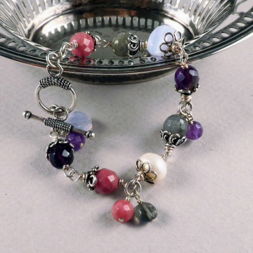 Handmade Amethyst and Labradorite Multigem Bracelet