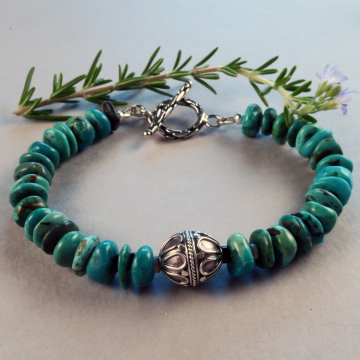 Handmade Turquoise and Silver Bracelet